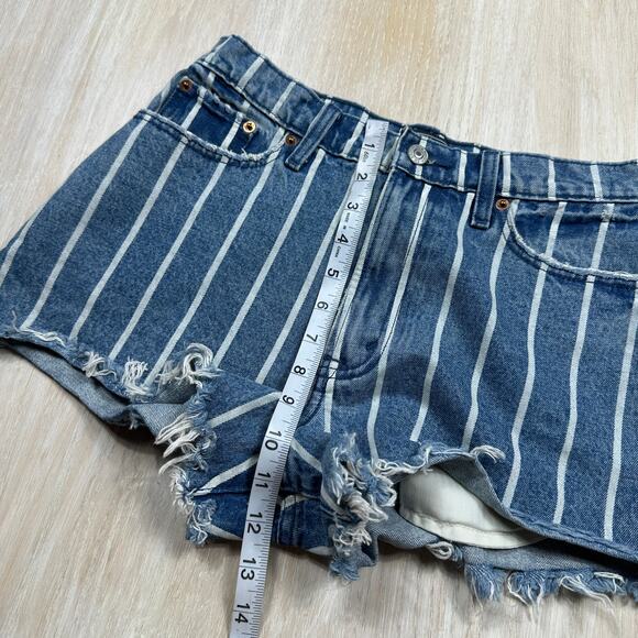 NWT Abercombie & Fitch Annie High Rise Short Stripe Casual Denim Jean Shorts 27 - Picture 7 of 16